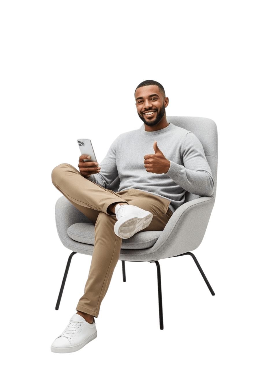 A merchant relaxing while RAS brings buyers